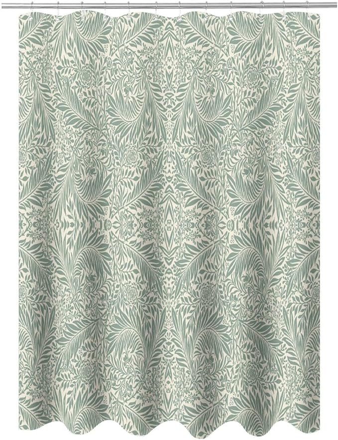 Vintage Botanical Shower Curtain William Morris Designs Green Jungle Fruit Print Shower Curtain Set Polyester Interior Waterproof Shower Curtain with 12 Hooks 72x78 Inches(183x200cm)