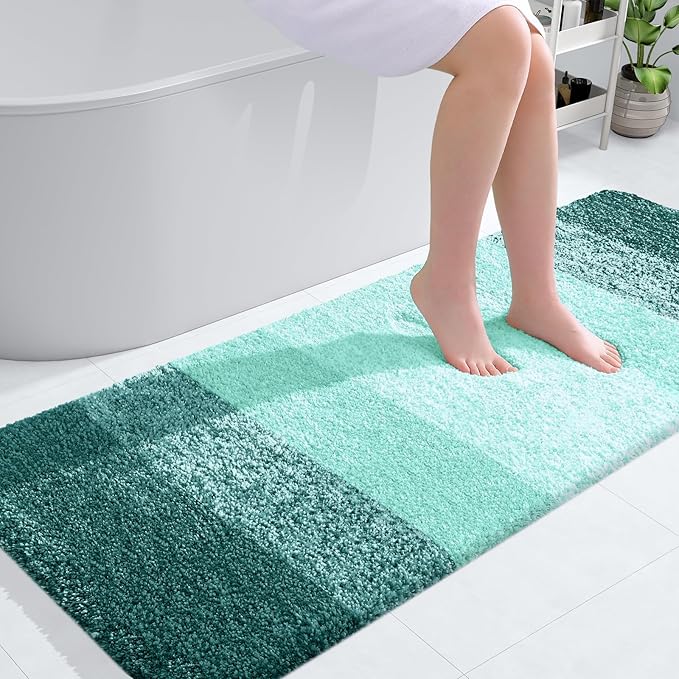 OLANLY Bathroom Rugs Mat 50x30, Extra Soft Absorbent Microfiber Bath Rugs, Rubber Backing, Quick Dry, Washable Bath Mats for Bathroom Floor, Tub and Shower, Home Decor Accessories, Blackish Green