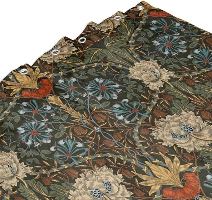Retro Flower Shower Curtains William Morris Vintage Country Boho Flower Art Print Shower Curtains 72""×84"" Inch, Style-1