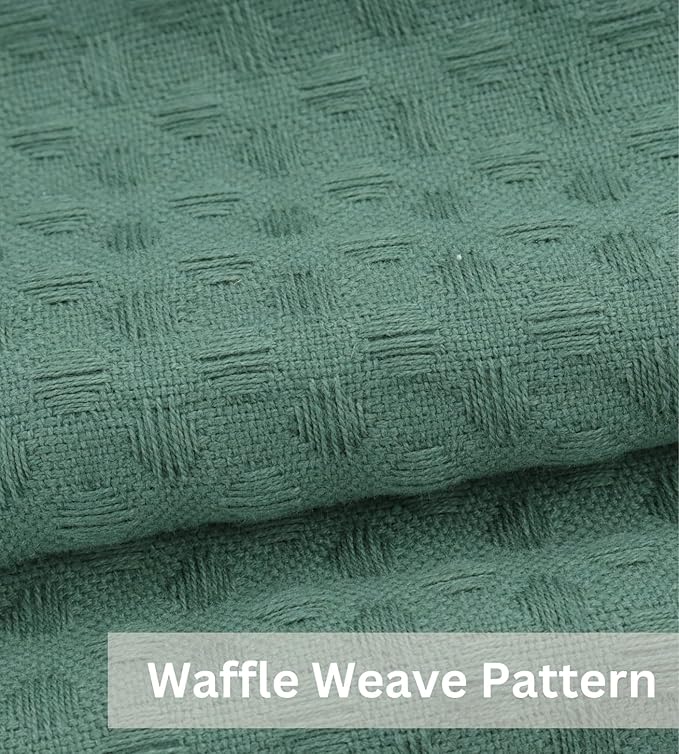 PurpleEssenecs Shower Curtain - Waffle Textured Heavy Duty Thick Fabric for Bathroom, Luxury Weighted Cloth Bath Curtain - Spring Easter Summer - 72" W x 72" L - Pack of 1 - Sage Green