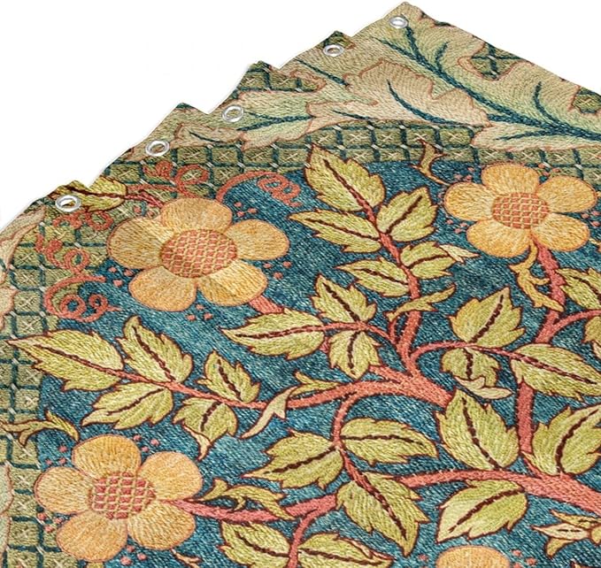William Morris Botanical Art Shower Curtain,Vintage Famous Floral Shower Curtain Set 66""×72"" Inch, Style-5