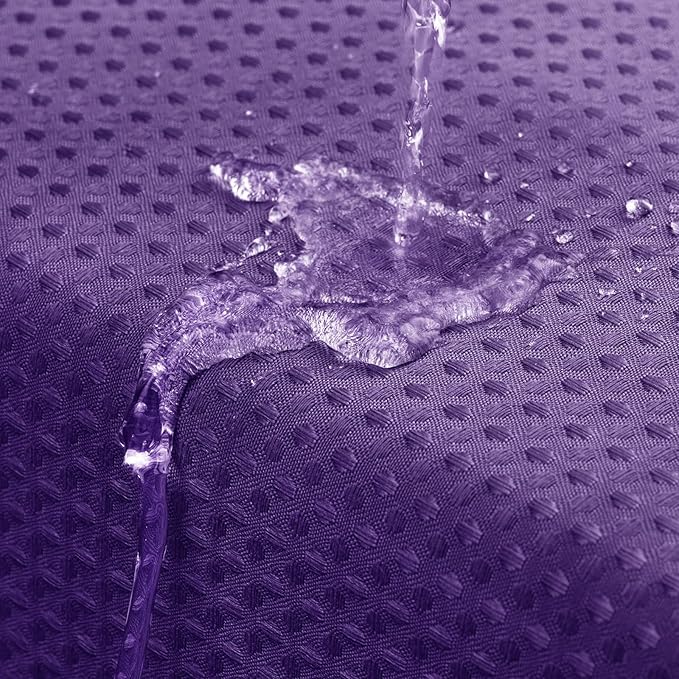 MitoVilla Purple Waffle Small Stall Shower Curtain 36 x 72, Half Size Fabric Narrow Shower Curtains for Bathroom Decor, 36 inch Weighted Shower Curtain Set with Plastic Hooks
