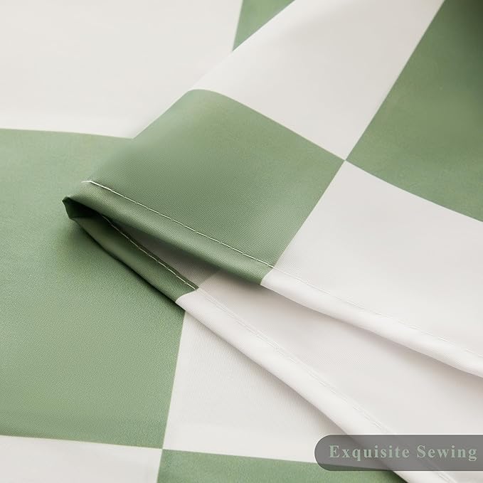 Checkered Shower Curtain, Sage Green Shower Curtains for Bathroom, Cute Retro Checkboard Shower Curtain Vintage Aesthetic, Washable Fabric Bath Curtain 72''x72''