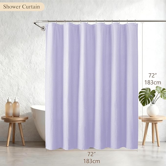 Aiyufeng Light Purple Shower Curtains for Bathroom,Dot Like Embossed Textured Waterproof Soft Polyester Cloth Shower Curtain,Hotel Spa Machine Washable,72Wx72L