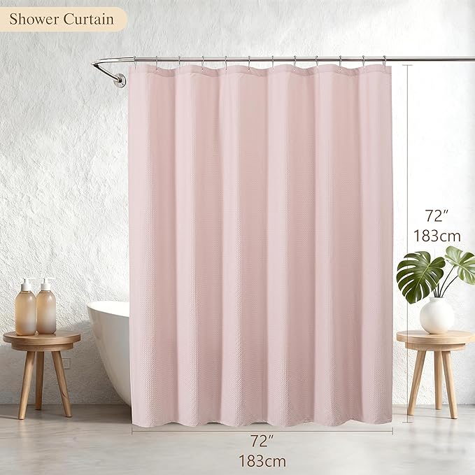 Aiyufeng Pink Shower Curtains for Bathroom,Dot Like Embossed Textured Waterproof Soft Polyester Cloth Shower Curtain,Hotel Spa Machine Washable,72Wx72L