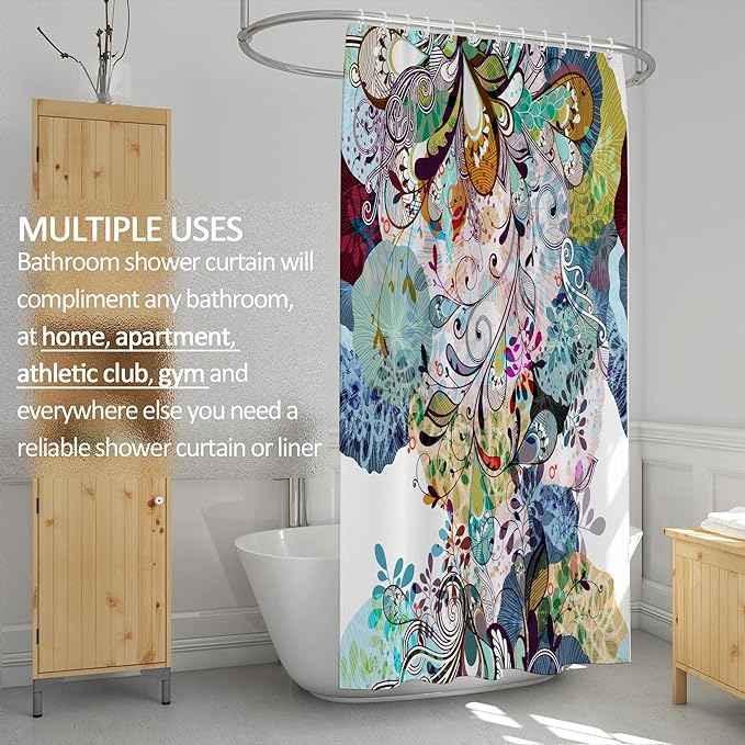 Colorful Boho Abstract Floral Shower Curtains,Paisley Shower Curtain for Bathroom,Funny Waterproof Polyester Boho Bathroom Decor Accessories,72x72 Inch
