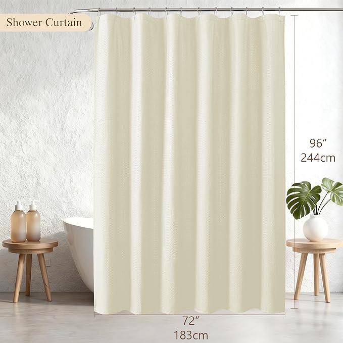 Aiyufeng Shower Curtains for Bathroom,Dot Like Embossed Textured Water Repellent Fabric Large Bath Curtain,Hotel Luxury Quality & Soft Cloth,Machine Washable,72Wx96L,Cream