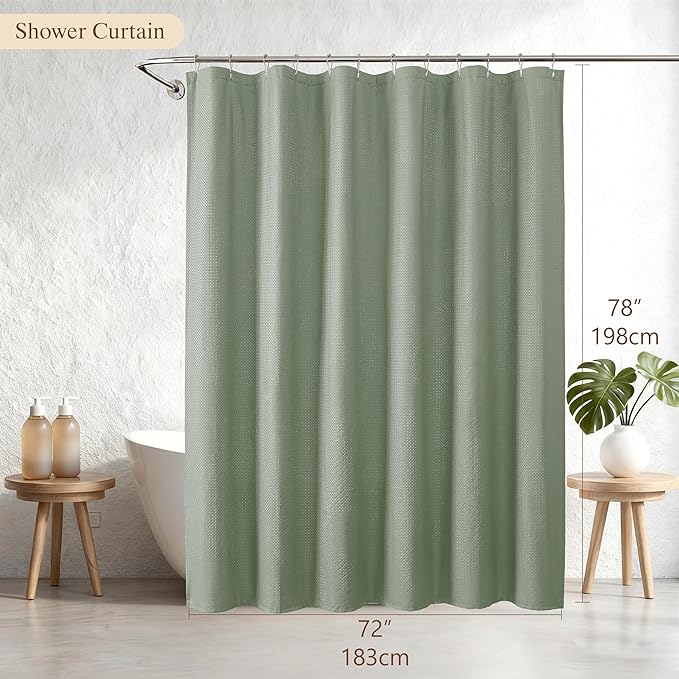 Aiyufeng Sage Green Shower Curtains for Bathroom,Dot Like Embossed Textured Waterproof Fabric Shower Curtain,Hotel Luxury Quality & Soft Cloth,Machine Washable,72Wx78L