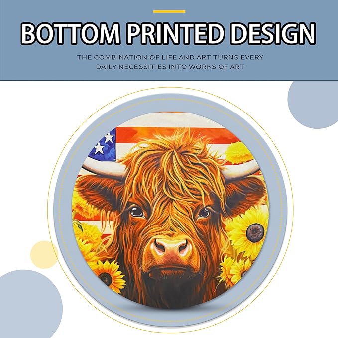 Highland cattle American flag Laundry Basket foldable Oxford Cloth Funny Tote Bag Laundry Hamper Clothes Storage Bucket Toy Organizer For Bathroom/Laundry Storage/Bedroom 18.9x16.5 Inch