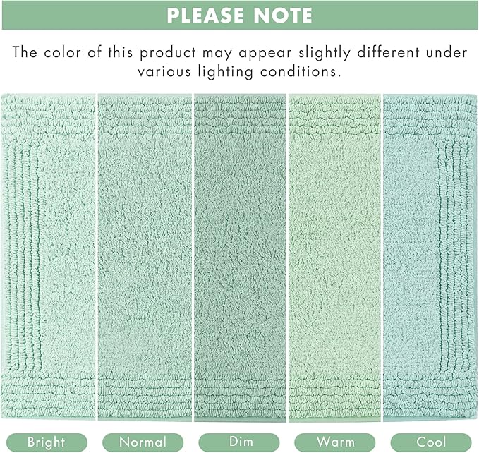 Madison Park Splendor Reversible 100% Cotton Tufted Bathroom Rug-3000 GSM Hotel Quality Luxurious Plush Medium Pile Bath Mat Absorbent, Quick Dry, Shower Room Décor, 24x44 Green