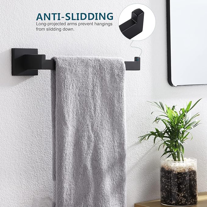 KOKOSIRI Black Towel Ring Hand Towel Racks Rods Bathroom Towel Rails Kitchen Hardware Stylish Stainless Steel, Wall Mount, B3003BK
