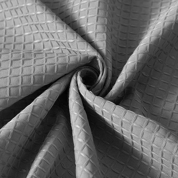 Luxury Waffle Weave Shower Curtain Elegant Hotel Style Fabric for Bathroom, Water Repellent, Machine Washable Dark Grey Waffle