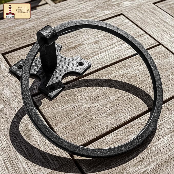 Mystic Colonial Cast Iron Towel Bar Rustic Wall Mounted Metal Rack for Bathroom, Kitchen, or Entryway � Black Heavy-Duty Towel Holder (6.25"", Rustic Iron Wall Mounting)