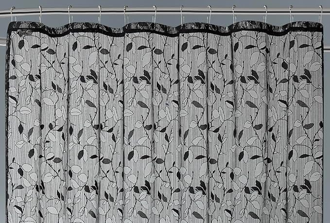 Warm Home Designs Small Black Lace Shower Curtain. Gothic Rustic Leaf Pattern. 36 x 72 Inch Farmhouse Stall Shower Creates Elegant Decor. GR Black 36
