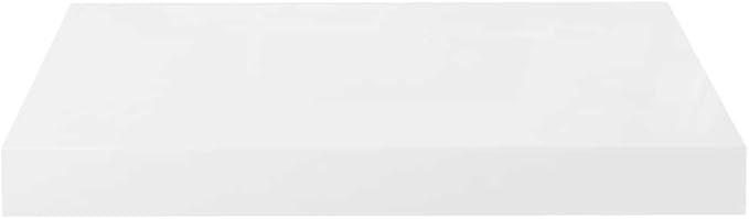 Floating Wall Shelf, High Gloss White Rectangular Shelving Unit, Modern MDF Decorative Display Shelf for Living Room, Bedroom or Office, 15.7 x 9.1 Inch