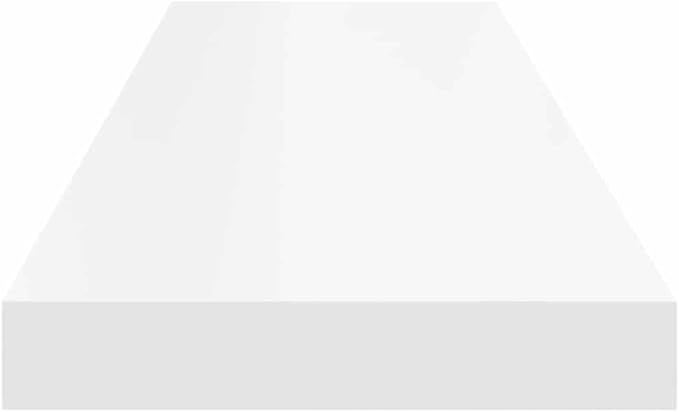 Floating Wall Shelf 35.4 inch Modern Rectangular Display Shelf White High-Gloss MDF Storage Ledge for Bedroom Living Room Home Office Decor