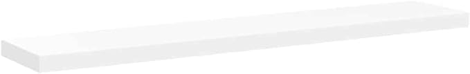 Floating Wall Shelves Set of 2, White Modern Invisible Mounting Display Shelves for Living Room Bedroom, 47.2 x 9.3 Inches, Honeycomb MDF and Metal Frame, Holds 22 lbs Each, Easy Installation