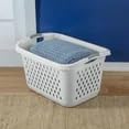 2.7 Bushel Plastic Laundry Basket, Portable Clothes Organizer with 2 Carry Handles, Oval Ventilation Holes, Large Capacity Laundry Basket for Closet Dorm Laundry Room Bedroom, BPA-free,White