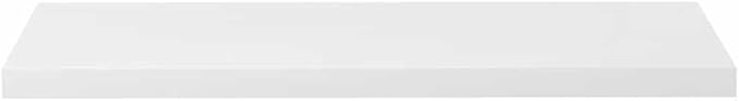 Floating Wall Shelf, Modern High Gloss White MDF Display Ledge, 35.4-inch Rectangular Storage Shelving for Living Room, Bedroom, and Office Decor