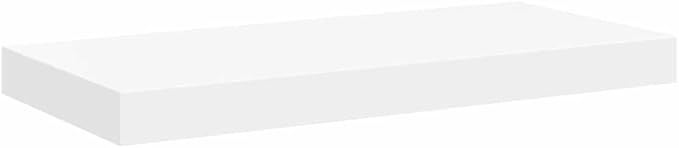 Floating Wall Shelf Modern Rectangular Display Ledge for Bedroom Living Room Matte White MDF Storage Rack 19.7 x 9.1 x 1.5 Inches