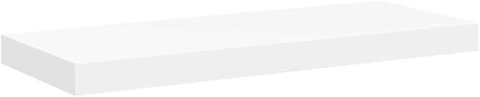 Set of 2 Floating Wall Shelves, 23.6-inch Matte White Honeycomb MDF Wood Shelves for Bedroom, Living Room, and Office Storage and Display