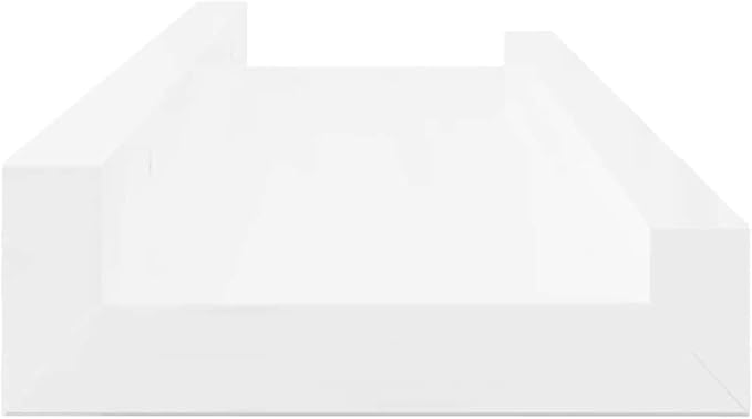 Wall Shelf Set of 4, Floating Shelves for Wall Decor, High Gloss White MDF Display Ledges for Living Room Bedroom, Modern Space Saving Storage Organizer