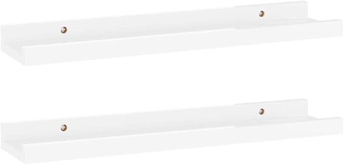 Wall Shelves 2 pcs High Gloss White 15.7x3.5x1.2 Inches Modern Floating Shelves for Living Room Bathroom Kitchen Storage Display Organizer