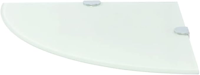 Floating Corner Shelves with Chrome Supports Glass White 9.8"x9.8" Set of 2, Bathroom, Kitchen, Living Room Wall Shelf, 33 lbs Load Capacity, Easy Installation