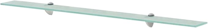39.4" Floating Shelves 2-Pack Clear Tempered Glass Wall Mounted Shelving with Zinc Brackets for Bathroom Bedroom Living Room Storage and Display