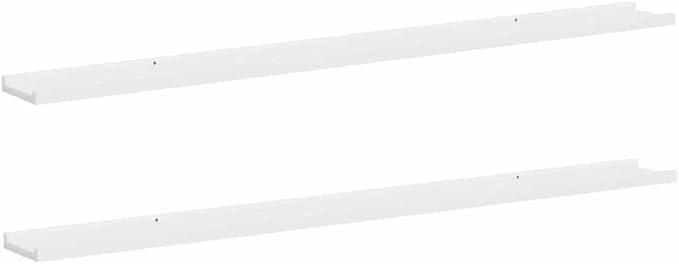 Set of 2 Floating Wall Shelves, 45.3 Inch Long Modern Display Ledge for Bedroom, Living Room, and Home Decor, Sleek White MDF Wood Storage Racks