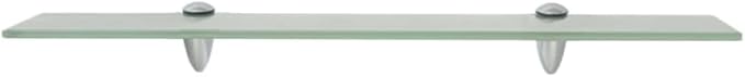 Floating Shelf Glass 23.6x3.9 Inches 0.3 Thick Tempered Safety Wall Mounted Bathroom Kitchen Decor Modern Display Storage Rack with Zinc Alloy Brackets 22LB Capacity