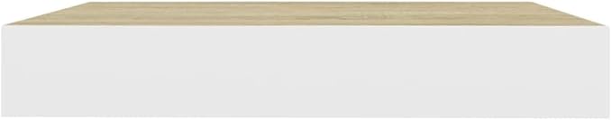 Floating Wall Shelves 2 Pack Oak White Modern Display Rack for Living Room Bedroom Office, Invisible Mounting, 11lb Capacity, 9.1x9.3x1.5 Inch Honeycomb MDF Metal Frame Shelving Unit