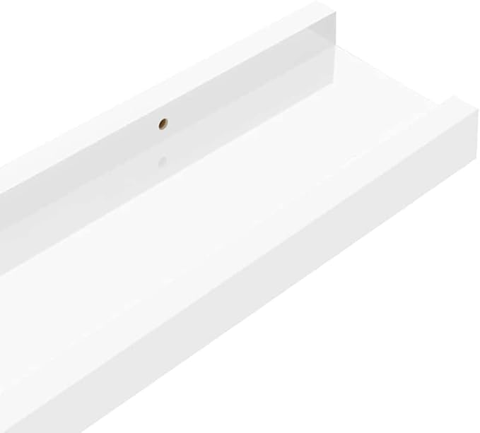 Wall Shelves Set of 4, High Gloss White Floating Shelves 15.7x3.5x1.2 Inches, Modern Decorative Storage for Living Room Bathroom, Easy Mount Shelving for Plants Books Decor, Durable MDF Board