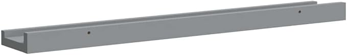 Floating Picture Ledge Shelves Set of 2, 23.6 Inch Wall Mounted Display Shelf for Photos, Art, and Decor, Modern Grey MDF Storage Organizers for Living Room Bedroom