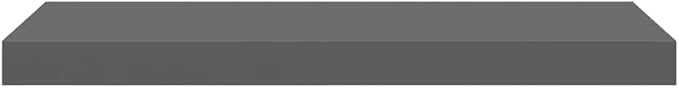 Set of 2 Floating Wall Shelves, 23.6 Inch Modern High-Gloss Gray MDF Rectangular Storage Ledge for Living Room, Bedroom and Office Decor