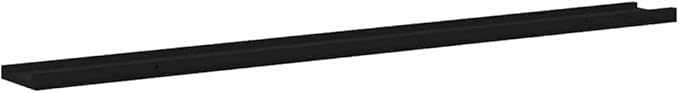 Set of 2 Floating Wall Shelves, 45.3 Inch Modern Black MDF Shelf for Living Room Bedroom, Decorative Display Ledges for Books Collectibles, Wall Mounted Storage