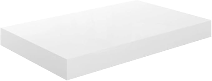 Floating Wall Shelves 2 Pack High Gloss White Modern Display Rack 15.7x9.1 Inches for Living Room Bedroom Decor, Invisible Mounting, Durable MDF Metal Frame