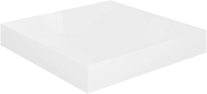 Set of 4 Floating Wall Shelves, Modern Honeycomb Square Display Shelves, High Gloss White MDF Decorative Wall Mounted Storage Shelving for Living Room, Bedroom
