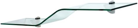 LTL Home Products GLWAVECLKIT Wallscapes Allure Glass Wave Floating Wall Shelf, 8" x 40", Clear Glass