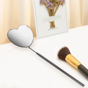 Professional Portable Stainless Steel Heart Shaped Lash Mirror, Anti Fog with Knurled Handle Design for Lash Extension, Makeup, Drawing, etc, Compact and Lightweight, Wonderful Gift for Girlfriends