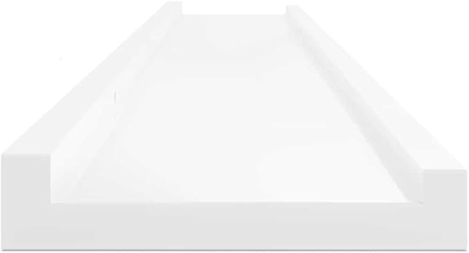 Wall Shelves Set of 2, High Gloss White Floating Shelves 45.3 Inches Long for Living Room & Bedroom, Modern Decorative Storage for Books, Plants, Decor, Easy Mount MDF Board with 11lb Capacity