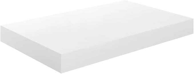 Floating Wall Shelf, High Gloss White Rectangular Shelving Unit, Modern MDF Decorative Display Shelf for Living Room, Bedroom or Office, 15.7 x 9.1 Inch