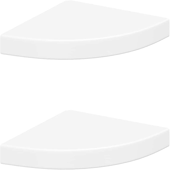 Corner Shelf Set of 2, Floating Wall Shelves for Bedroom Living Room, Modern Matte White MDF Triangular Display Storage Shelves for Home Decor, 9.8 Inch