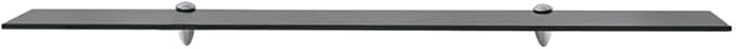 Floating Shelf Set of 2, 39.4x7.9 Inch Modern Black Tempered Glass Wall Shelves, Heavy Duty Storage Display Rack for Living Room Bathroom Decor