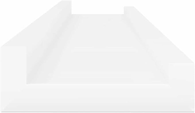 High Gloss White Wall Shelves Set of 2, 23.6 Inch Floating Shelves for Living Room & Bedroom, Modern MDF Storage Shelf for Decor, Books, Plants, Easy to Install & Clean, 11 lbs Load Capacity Each