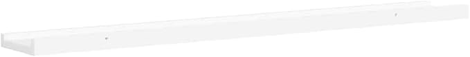 Set of 4 Floating Wall Shelves, 31.5 Inch Modern White MDF Wall Mounted Storage Shelves for Living Room, Bedroom and Office, Display Ledge for Decor, Books and Plants