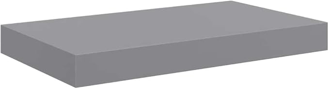 Set of 4 Floating Wall Shelves, Modern Gray Honeycomb MDF Display Shelves for Living Room, Bedroom, and Home Decor, 15.7-inch Wall-Mounted Storage Organizers