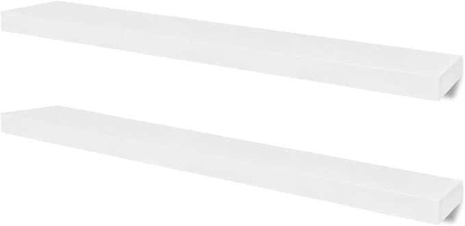 Set of 4 Floating Wall Shelves, 39.4 Inch Modern MDF Storage Racks for Living Room Bedroom, White Matte Finish Decorative Display Shelf Units
