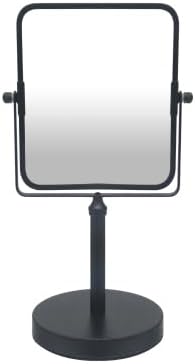 Free Standing Double Sided Tabletop Makeup Metal Vanity Mirror 1X and 3X Magnification, Square, Swivel Mirror for Desk, Bedroom, Bathroom Matte Black Finish