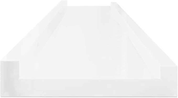 Wall Shelf Set of 2, 39.4 Inch Modern Floating Shelves, High Gloss White MDF Display Ledge for Living Room, Bedroom, and Home Office Wall Decor